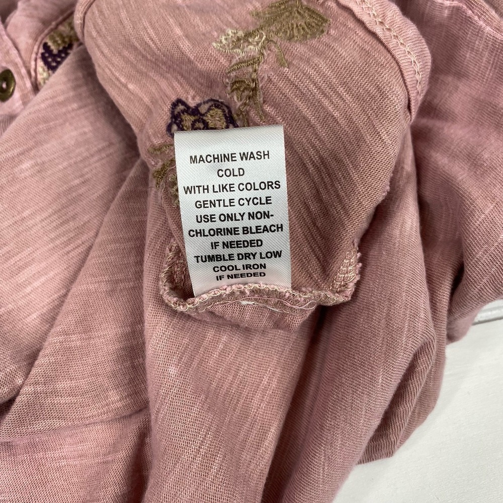 Cynthia Rowley Mauve Embroidered Floral Blouse‎ Women Sz 1X V Neck Peasant Top - Picture 15 of 16
